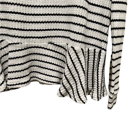 We The Free Peplum Striped Raw Hem Thermal Top Black and White Small - Picture 5 of 10